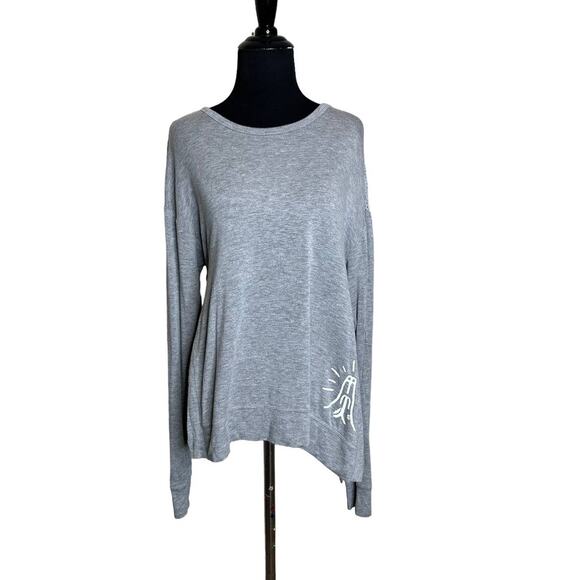 Alala gray long sleeves back mesh like detail athletic top size M - Picture 12 of 13